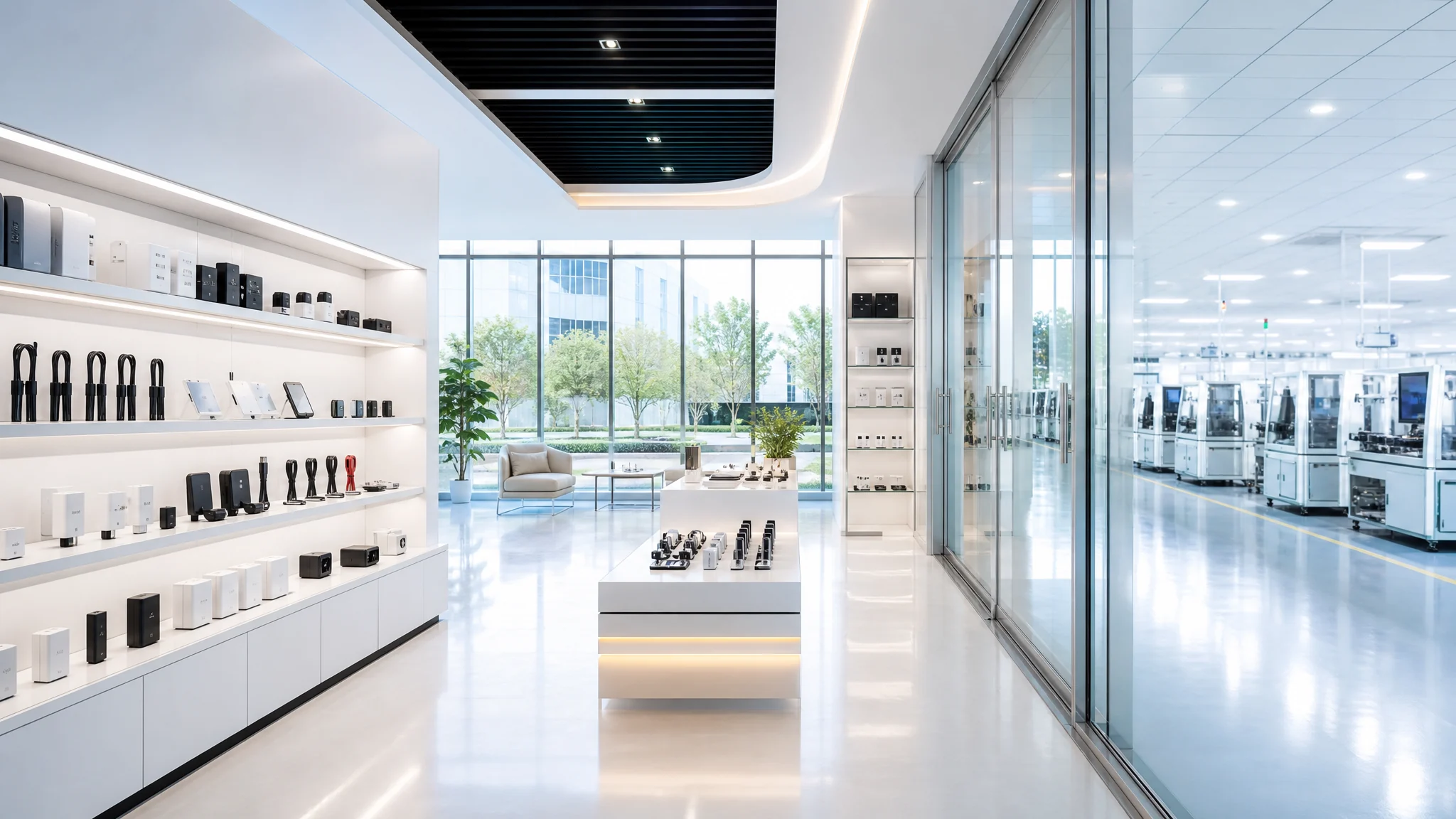 Keku factory production and packaging area for electronics accessories