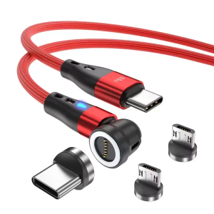 Magnetic 3-in-1 USB-C Cable with PD 60W and 3A Fast Charging