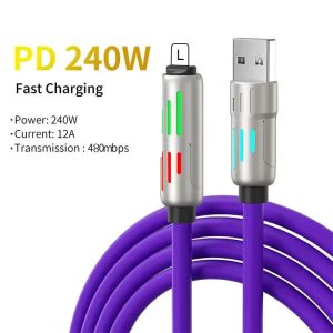 240W Fast Charging 4-in-1 USB Cable with Rotating Connectors