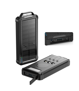 5W Wireless Solar Charger with Built-in Cables for Multi-Device Charging