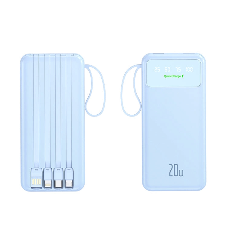 4-in-1 power bank with integrated charging functions