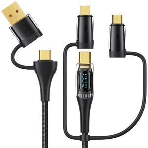 5-in-1 Fast Charging Cable with LED Display for OEM and Bulk Purchase