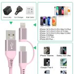 Pink Retractable 2 in 1 Lightning and USB C Cable for Apple-5