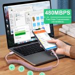 Pink Retractable 2 in 1 Lightning and USB C Cable for Apple-2