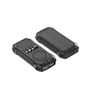Solar Power Bank with Built-in Flashlight and Multiple Charging Options