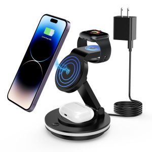 Magnetic Rotary 4-in-1 Foldable Wireless Charger for Qi Devices