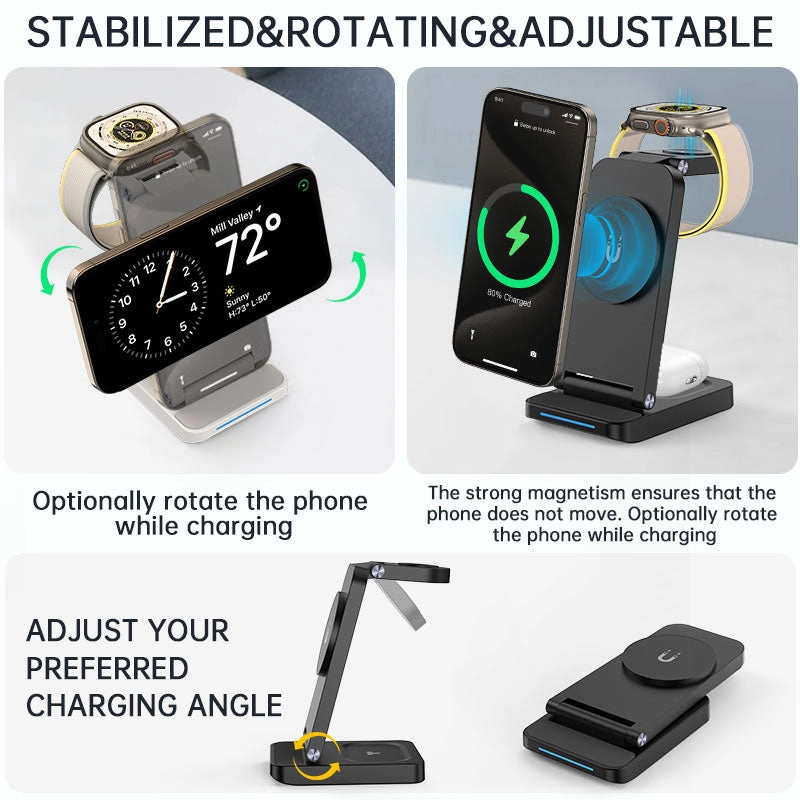 Phone aligned on a wireless charger with space for airflow