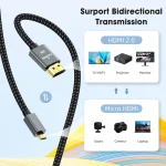 Micro HDMI to HDMI Cable with 4K@60Hz Support
