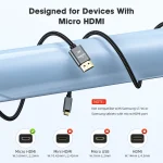 Micro HDMI to HDMI Cable with 4K@60Hz Support