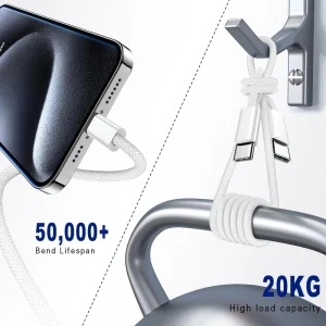 Braided USB-C cable with reinforced connector strain relief