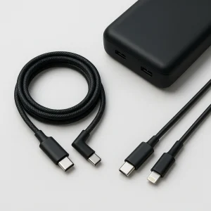 USB-C charging cable paired with a compatible power bank and phone