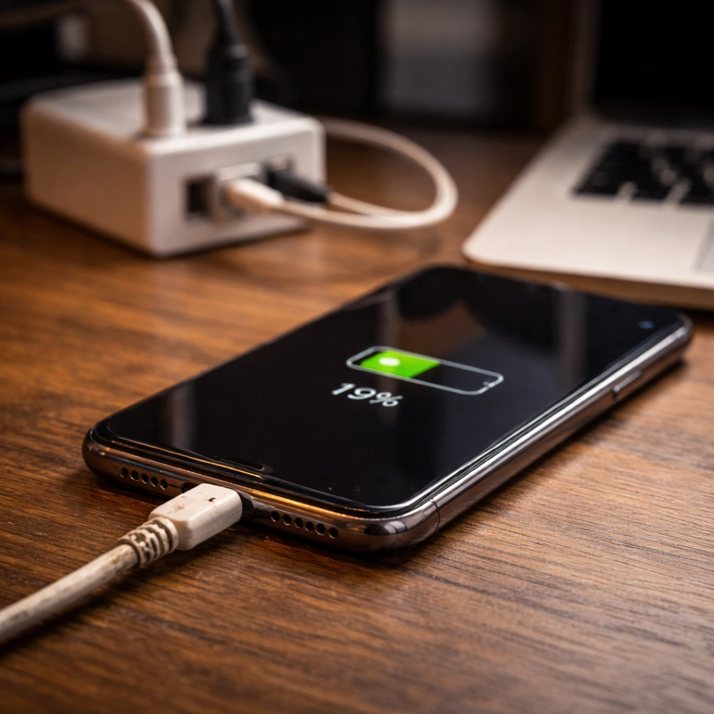 Phone connected to a charger while diagnosing slow charging