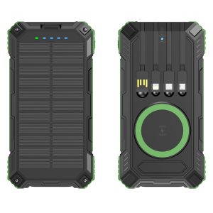 ZL902 20000mAh Solar Power Bank with 4 Cables, 22.5W PD & Fast Charging