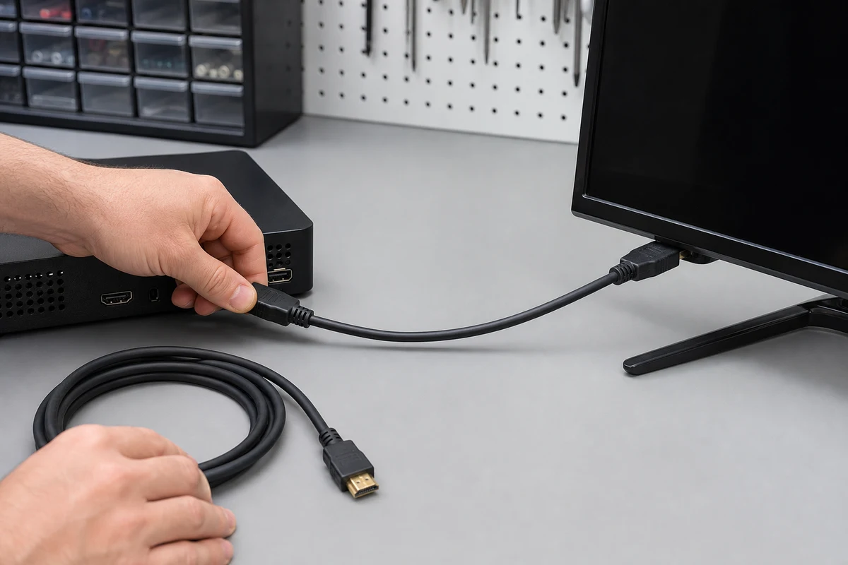Two HDMI cables compared one at a time between the same source and display